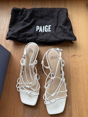 PAIGE White Knotted Strappy Heeled Sandals
